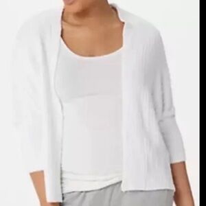 Barefoot Dreams Cozychic Lite Ribbed Shrug Cardi Sea Salt White L/XL Soft Cozy